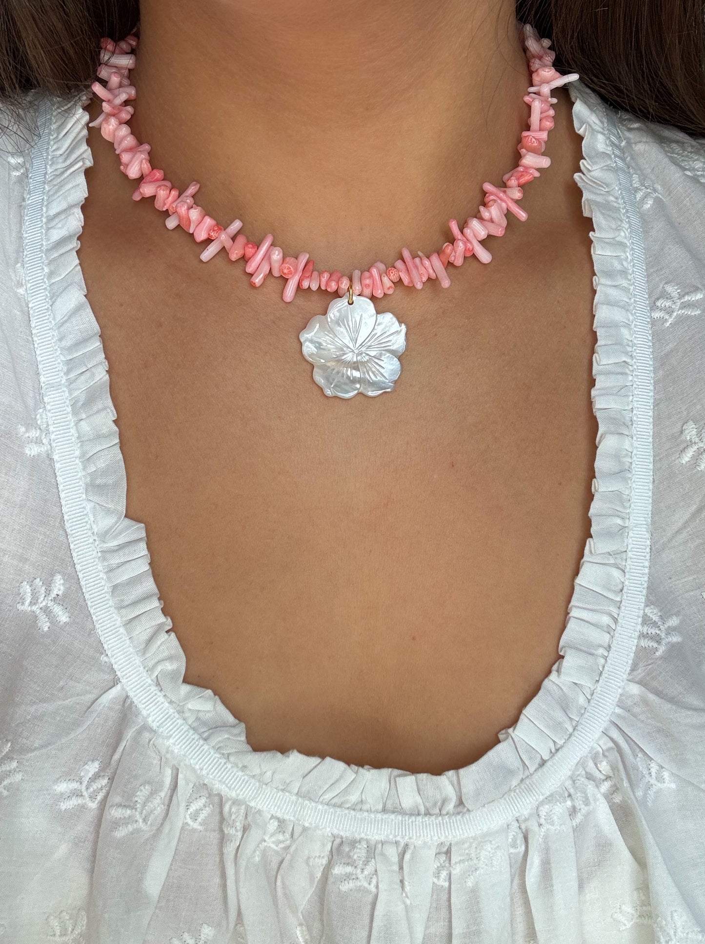 Pink Coral Flower Necklace