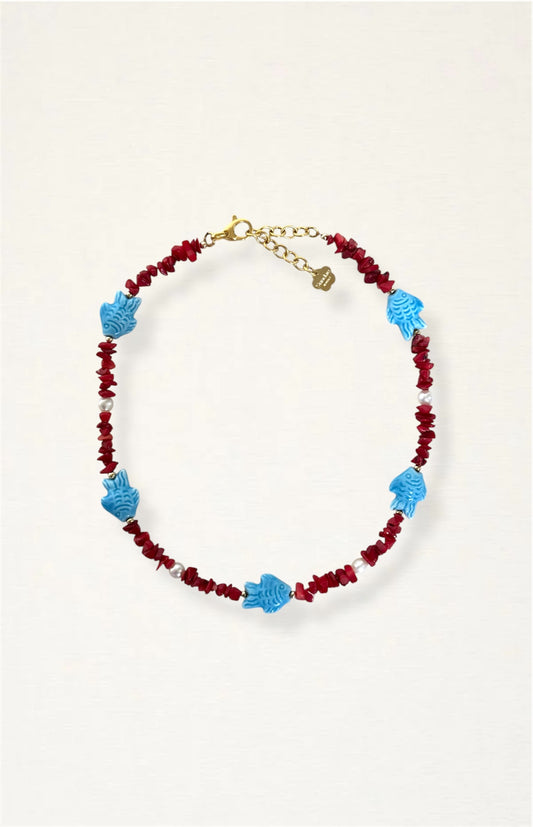 Coral Ceramic Fish Necklace