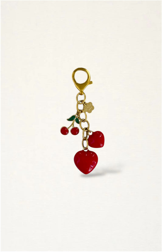 Cherry Heart Bag Charm