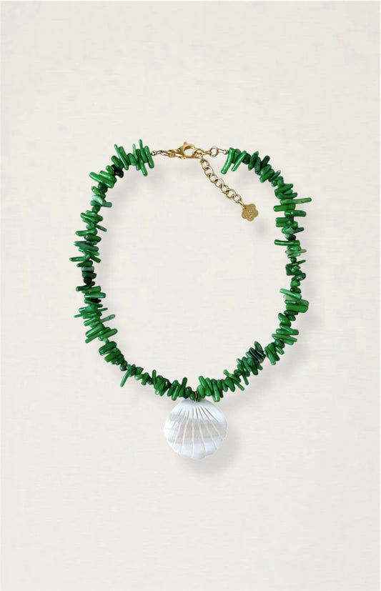 Green Coral Seashell Necklace