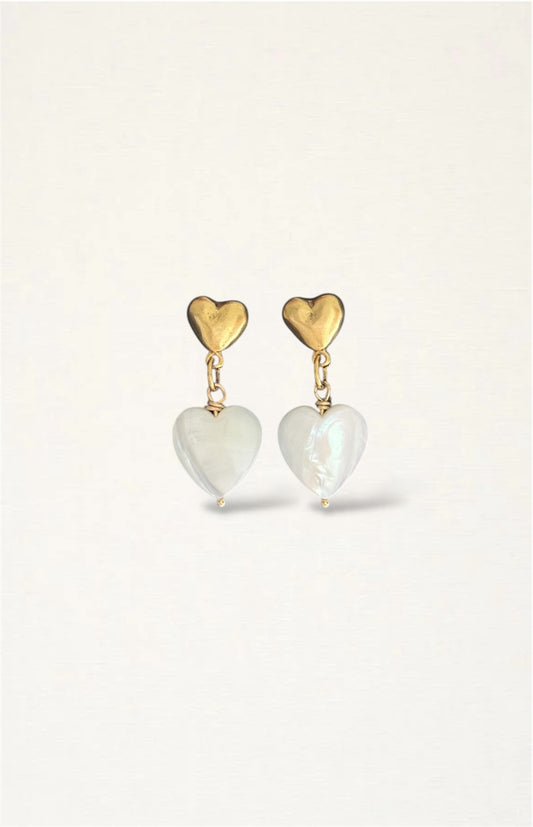 Seashell Pearl Heart Earrings