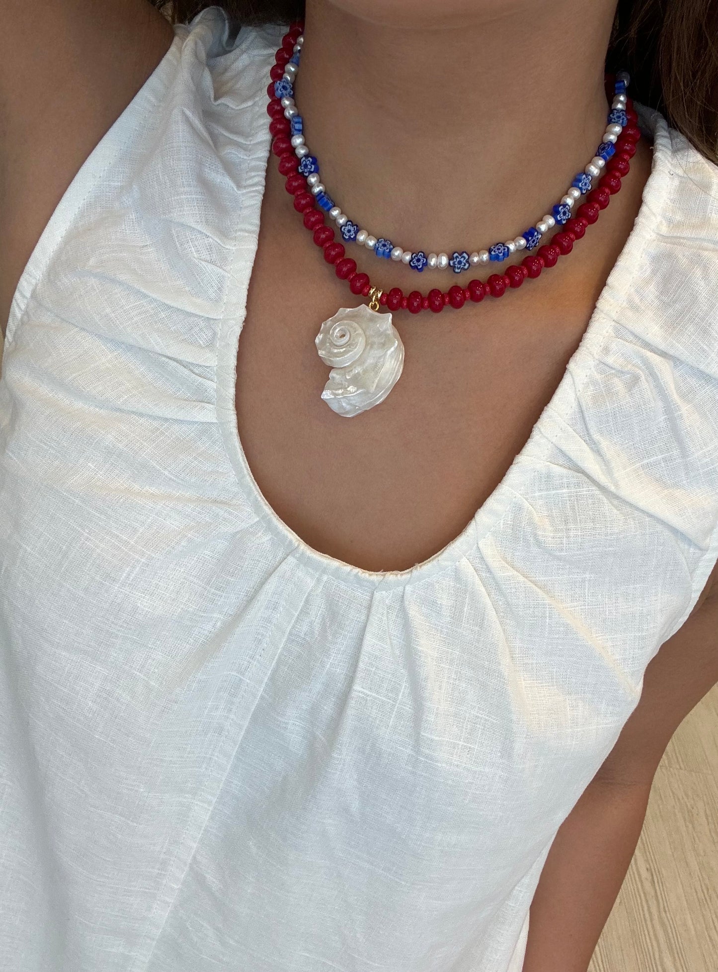 Conch Shell Beaded Necklace