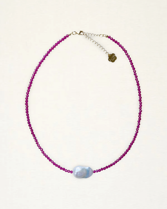 Crystal Beaded Baroque Pearl Necklace