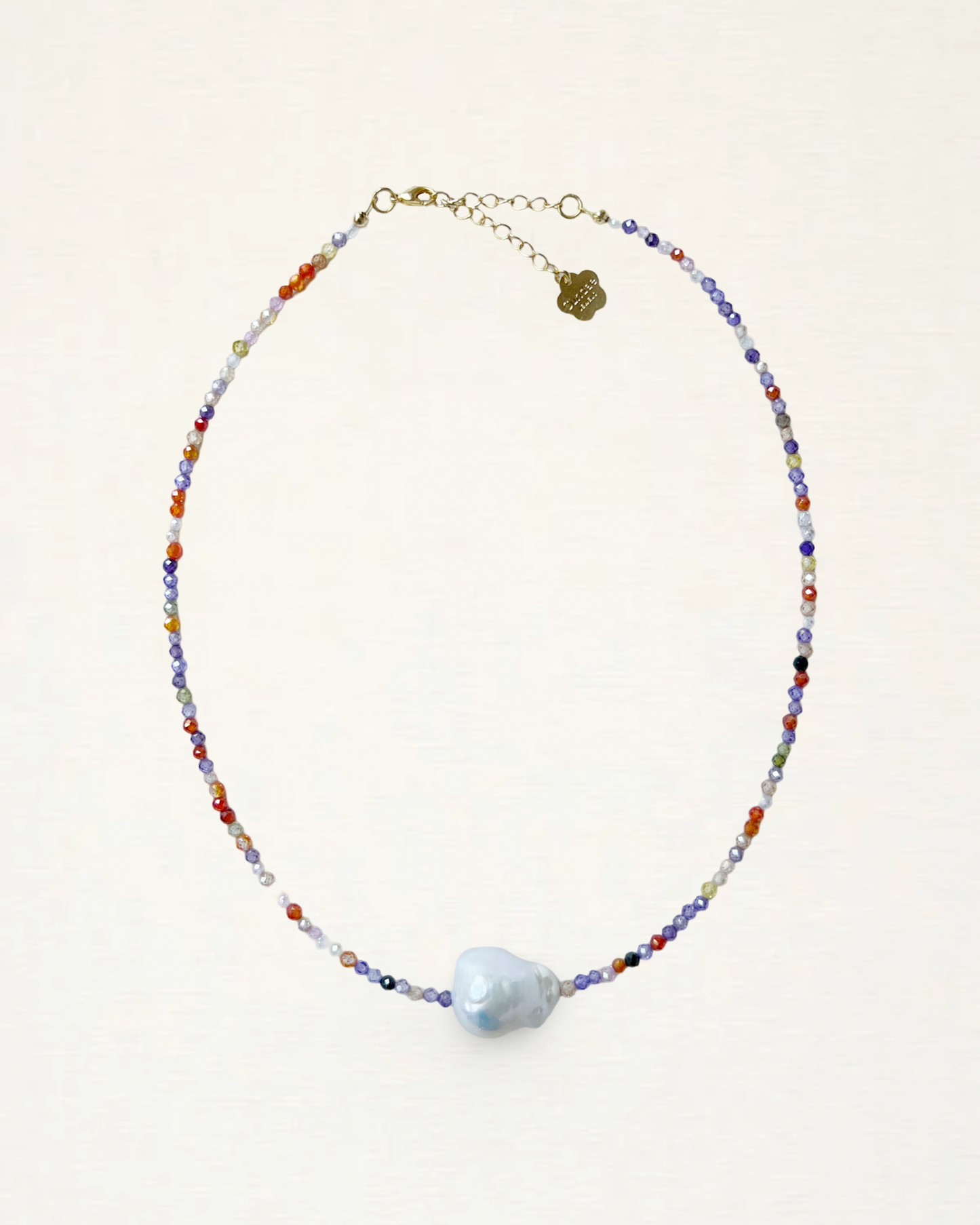 Crystal Beaded Baroque Pearl Necklace