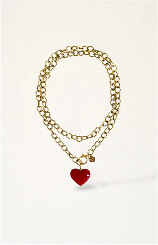 Double Wrap Murano Heart Necklace