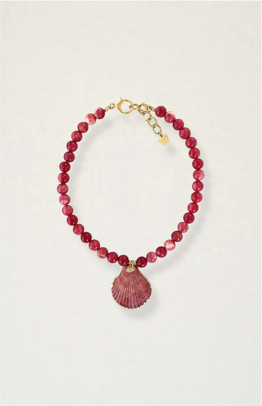 Scallop Seashell Gemstone Necklace