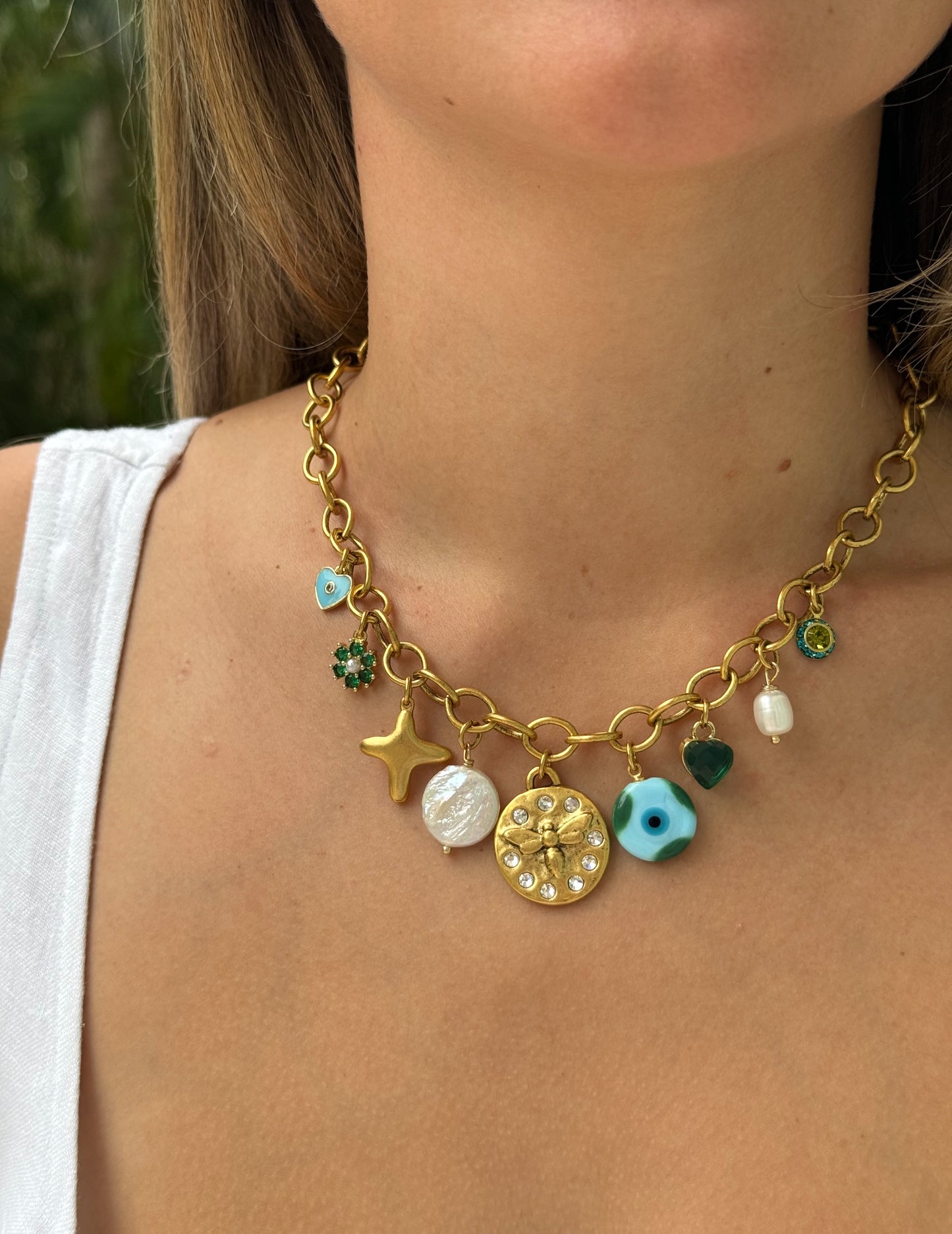 Holiday Green Charm Necklace