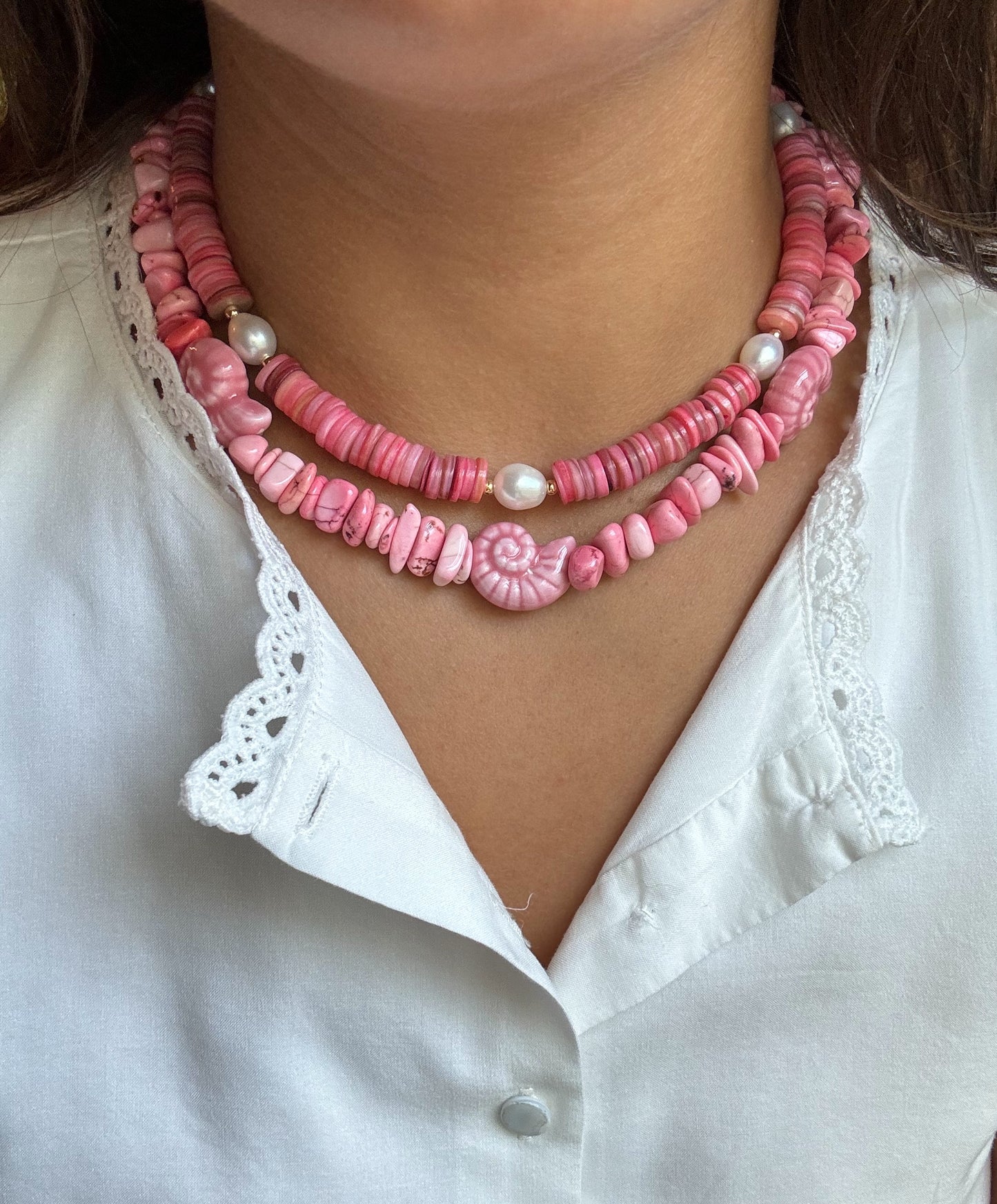 Pink Palm Necklace