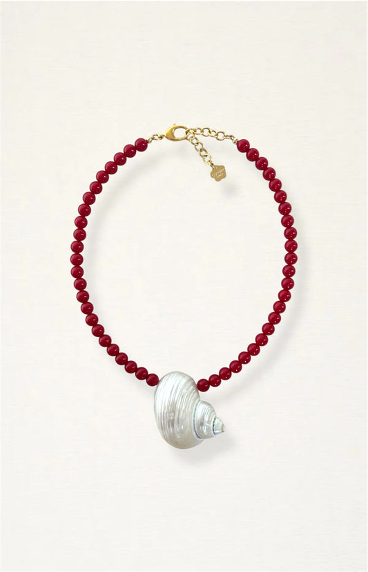 Red Turbo Shell Necklace