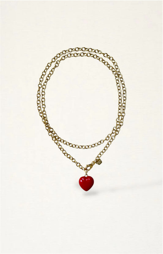 Double Wrap Puffy Heart Necklace
