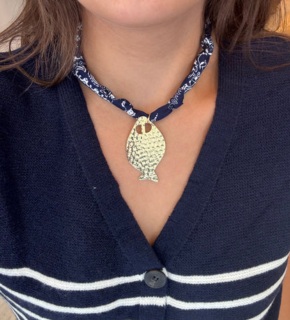Bandana Hammered Fish Necklace