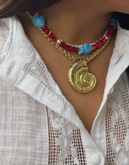 Gold Spiral Shell Necklace
