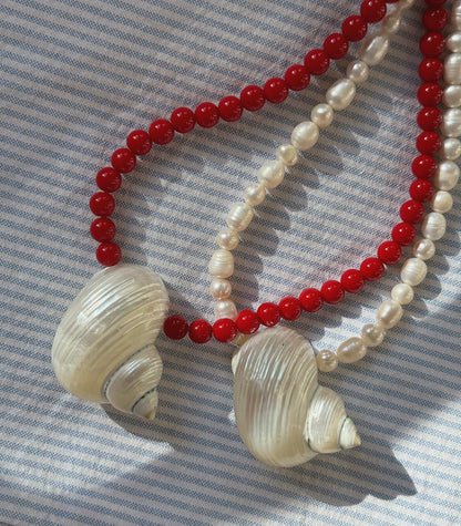 Red Turbo Shell Necklace