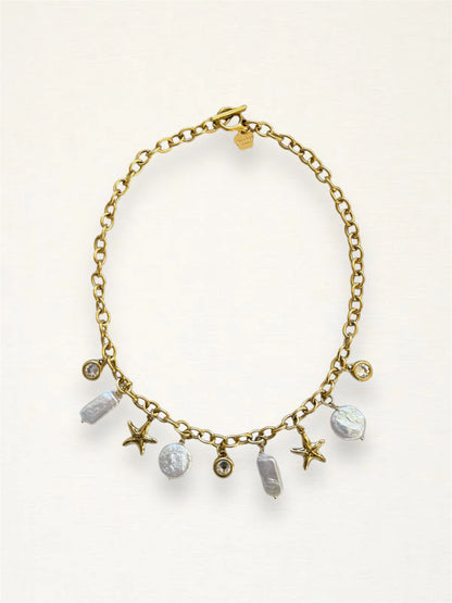 Rhinestone Starfish Charm Necklace