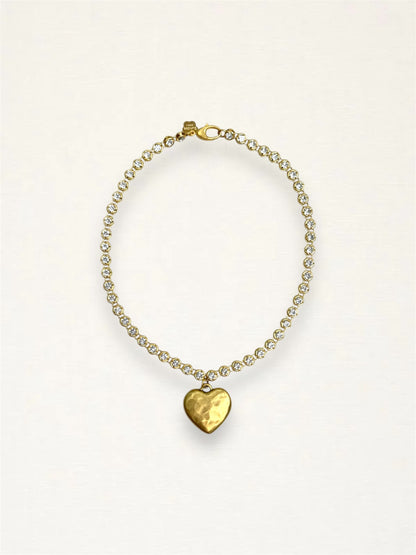 Rhinestone Bezel Heart Necklace