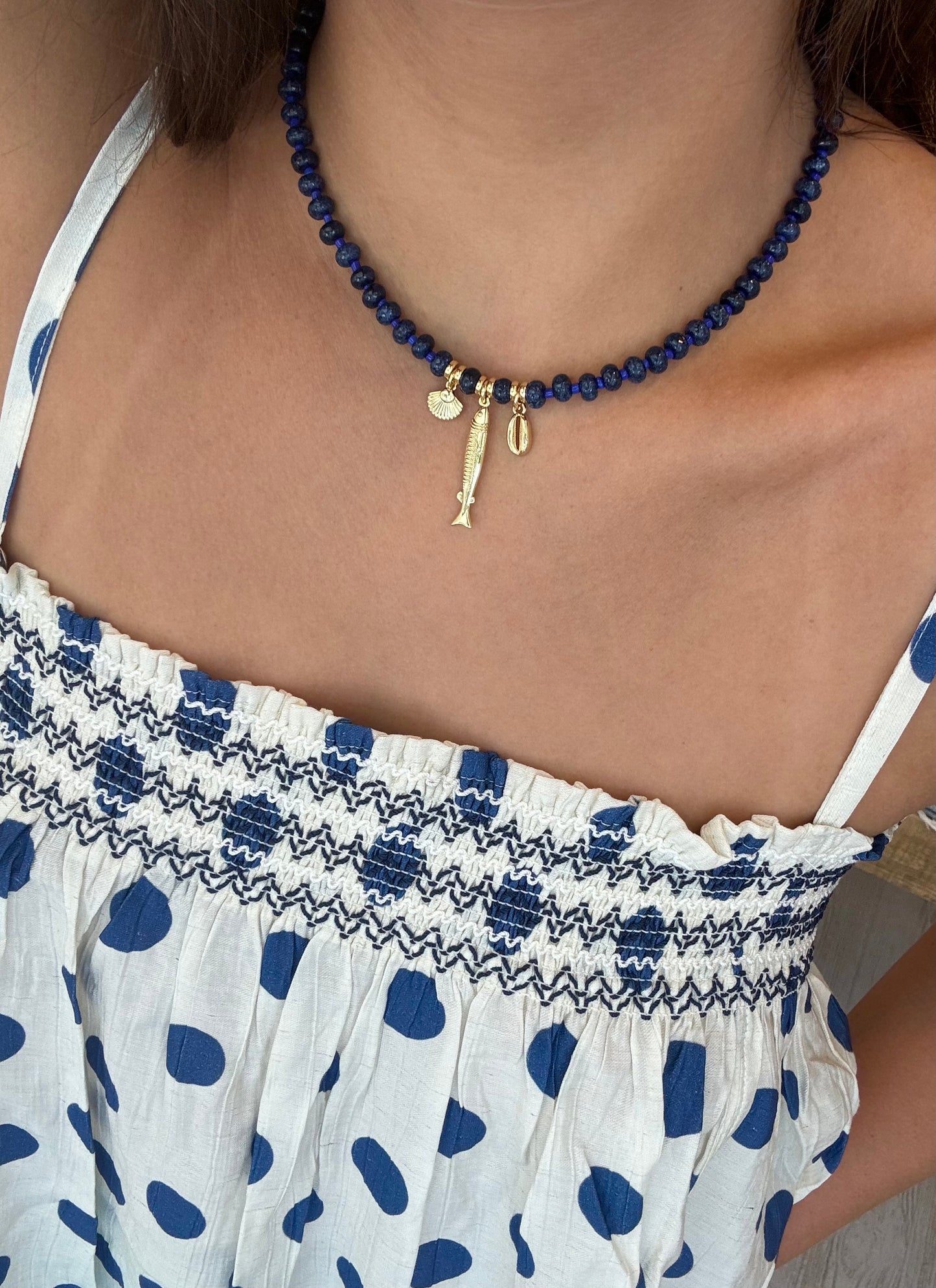 Sardine Beaded Charm Necklace