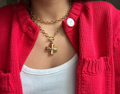 Double Wrap Square Cross Necklace