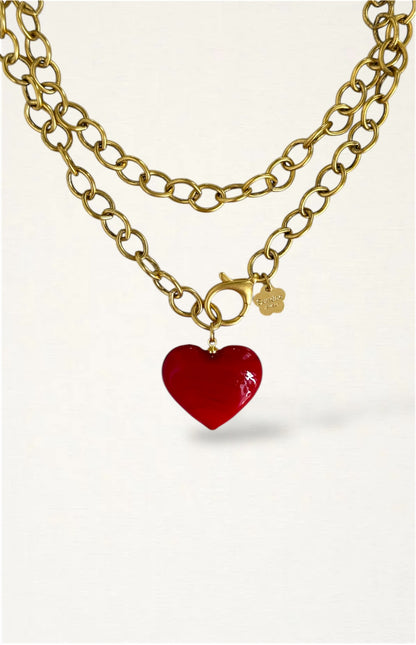 Double Wrap Murano Heart Necklace