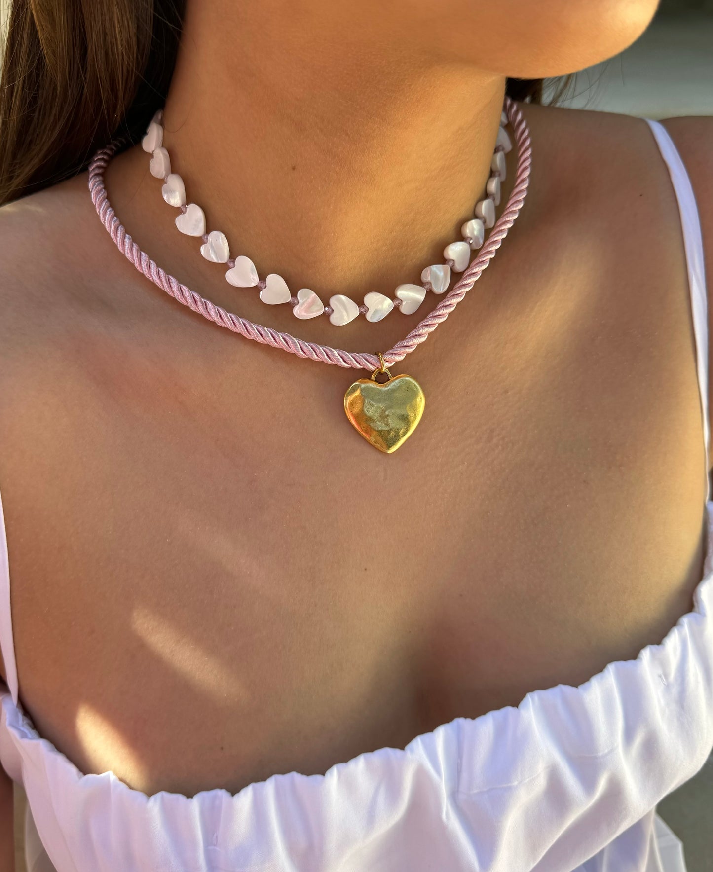 Multi Heart Beaded Pearl Necklace