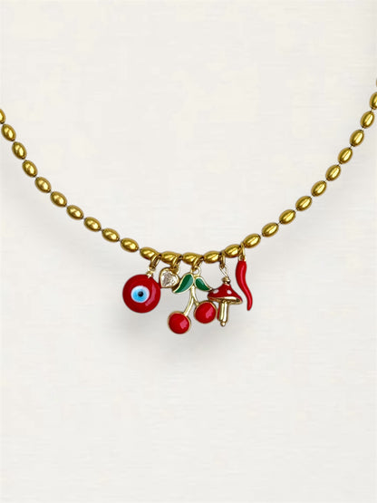 Cherry Red Charm Necklace