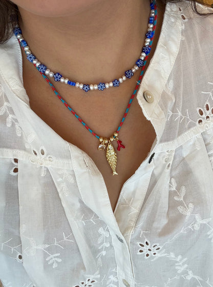 Blue Daisy Necklace
