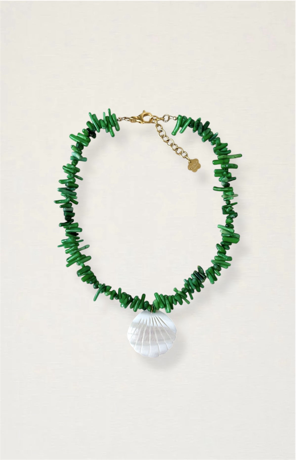 Green Coral Seashell Necklace