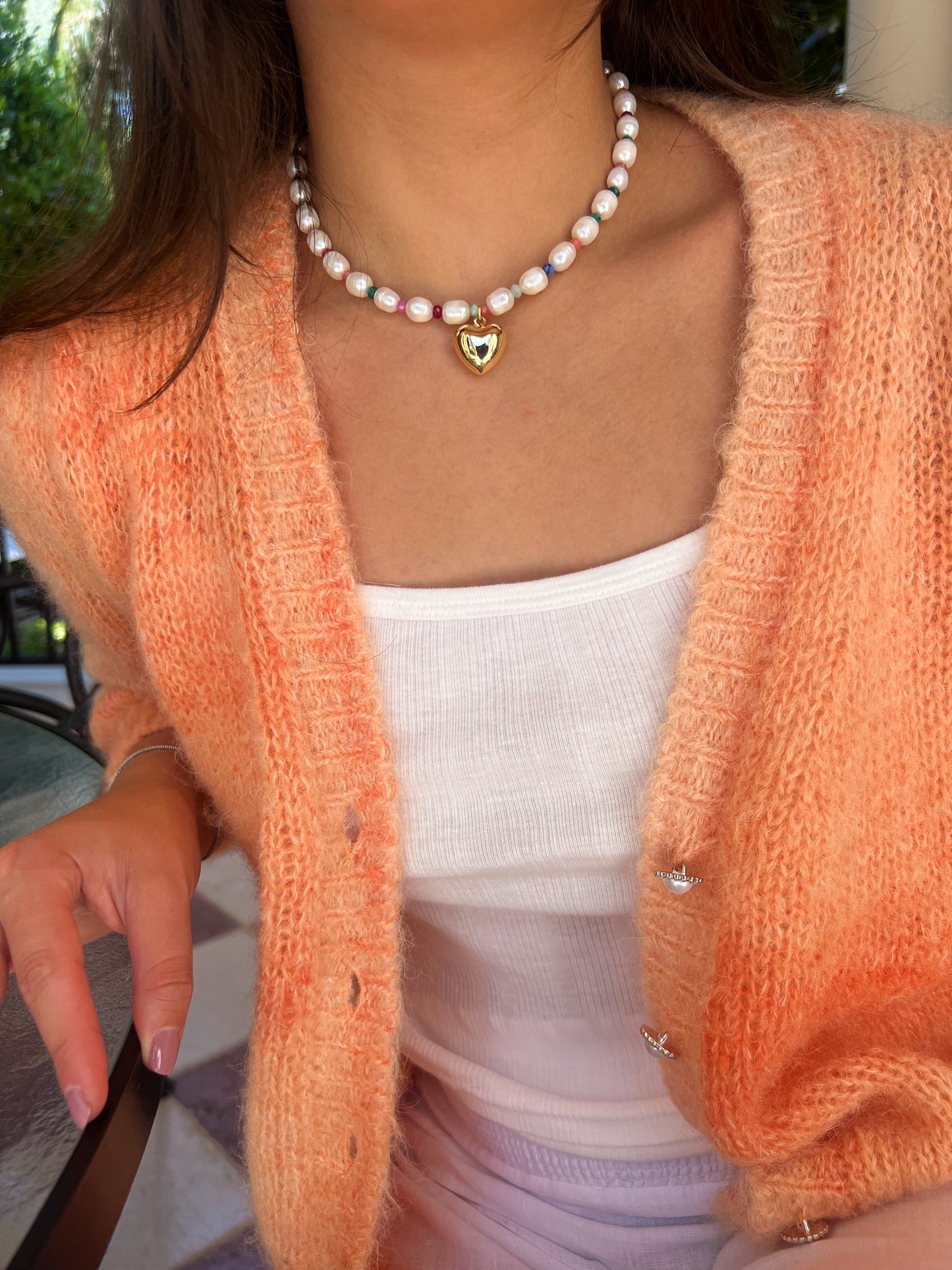 Balloon Heart Pearl Necklace