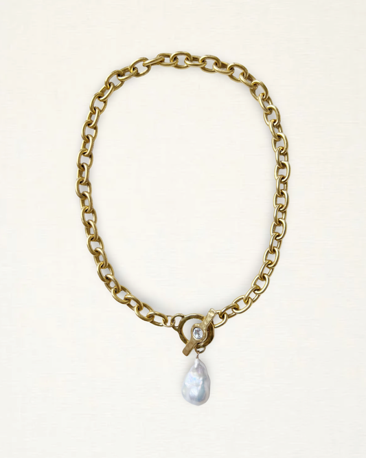 Baroque Pearl Drop Charm Necklace