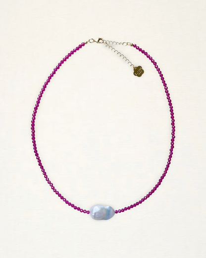 Crystal Beaded Baroque Pearl Necklace