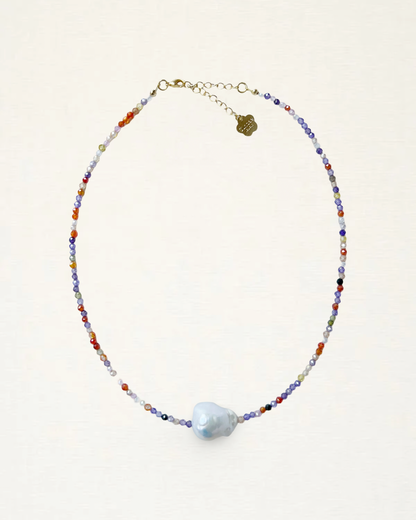 Crystal Beaded Baroque Pearl Necklace