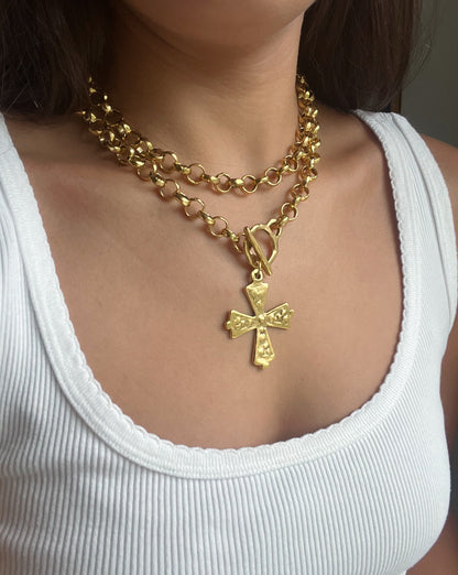 Double Wrap Gothic Cross Necklace