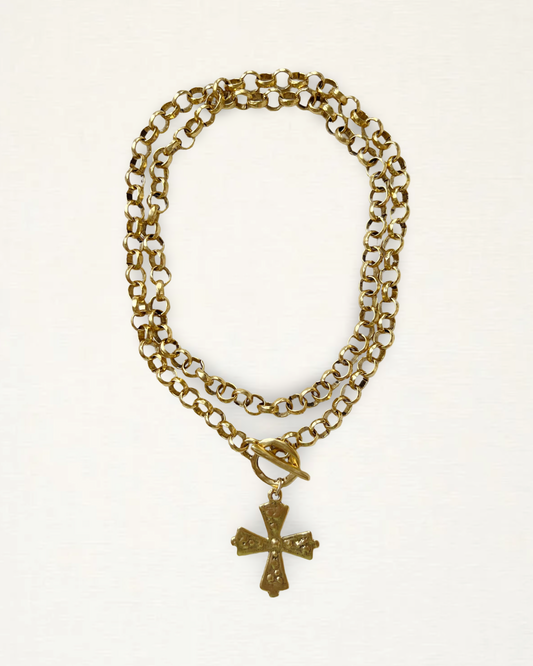 Double Wrap Gothic Cross Necklace