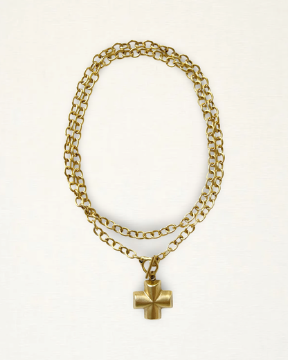 Double Wrap Square Cross Necklace