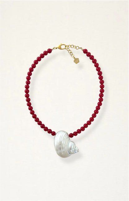 Red Turbo Shell Necklace
