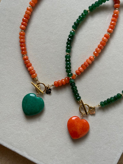 Gemstone Heart Pendant Necklace