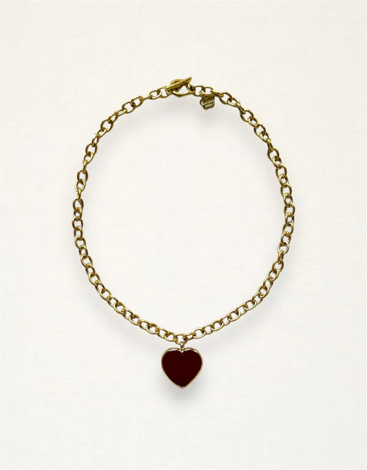 Burgundy Murano Heart Necklace