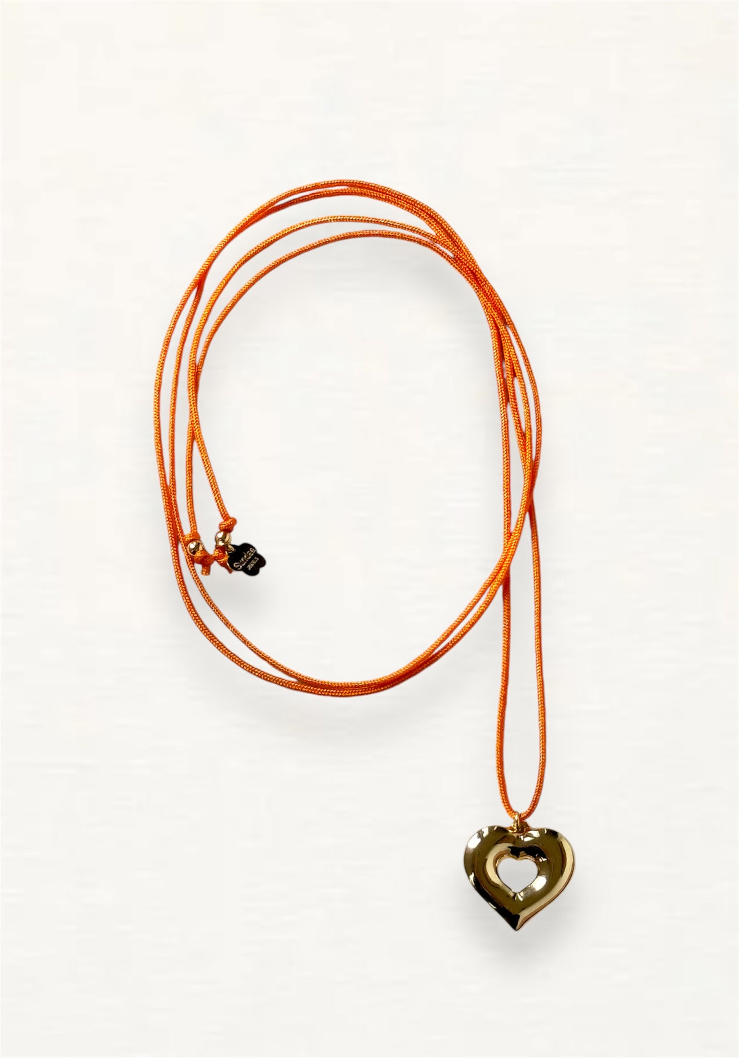 Puffy Cut Out Heart Cord Necklace