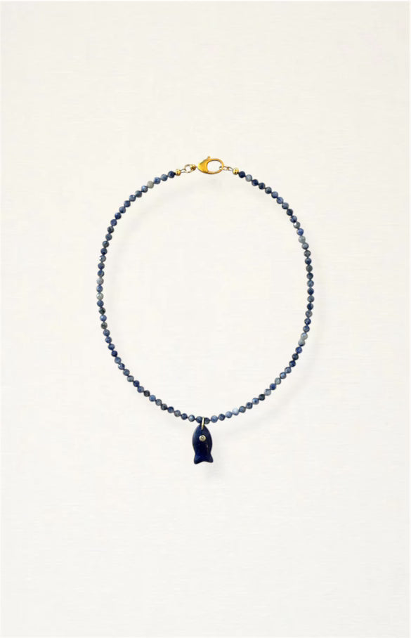 Blue Fish Beaded Necklace