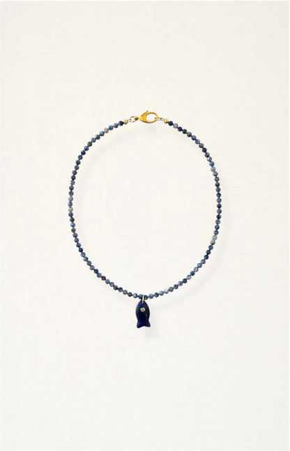 Blue Fish Beaded Necklace