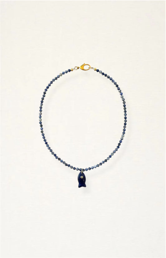 Blue Fish Beaded Necklace