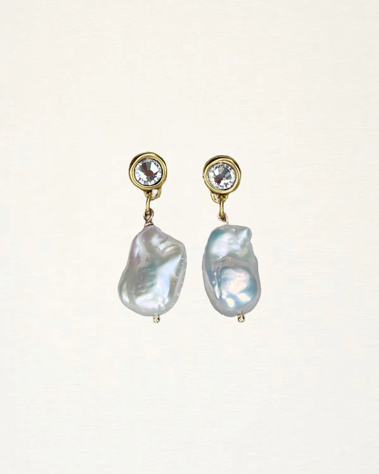 Rhinestone Baroque Pearl Earrings