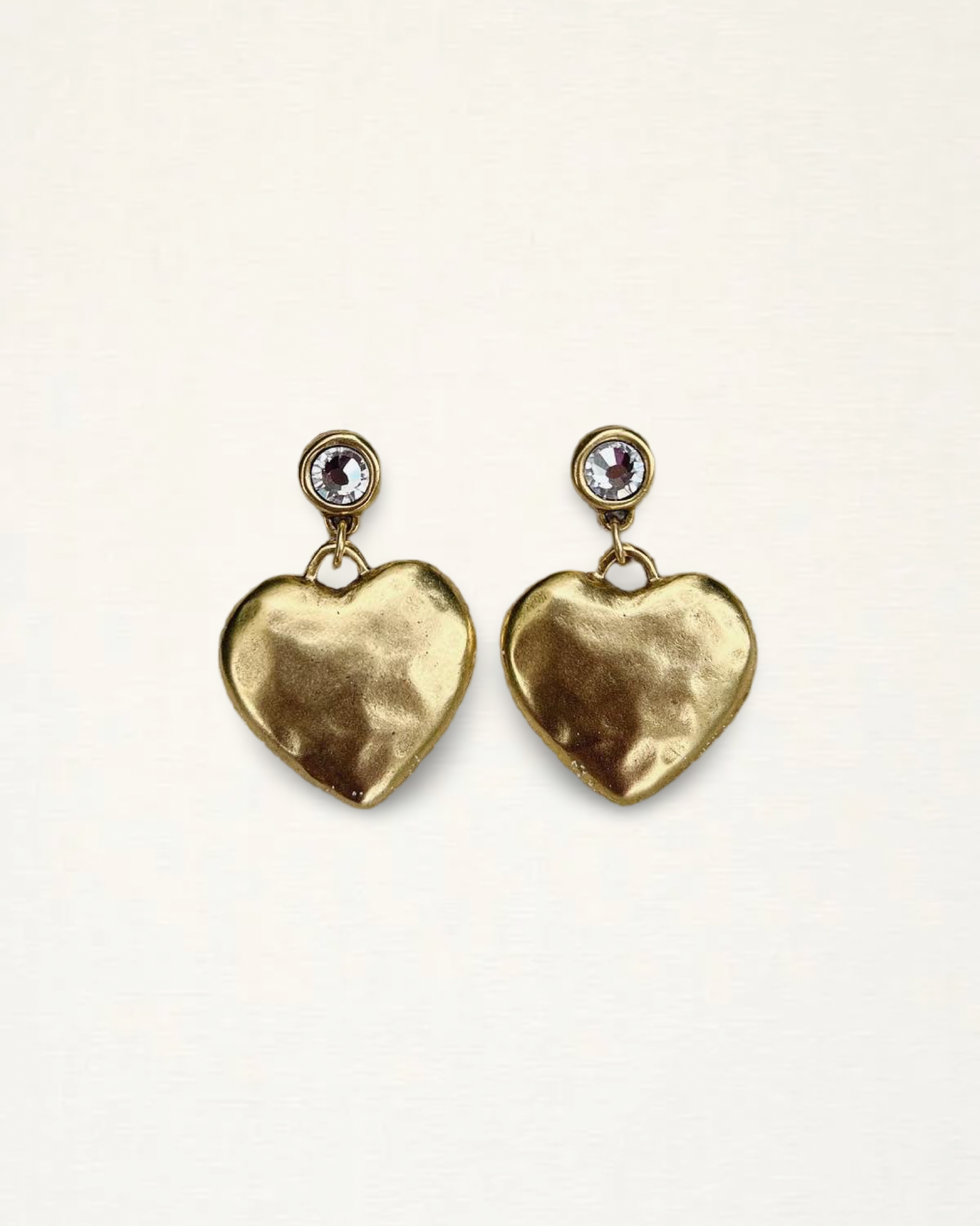 Rhinestone Hammered Heart Earrings