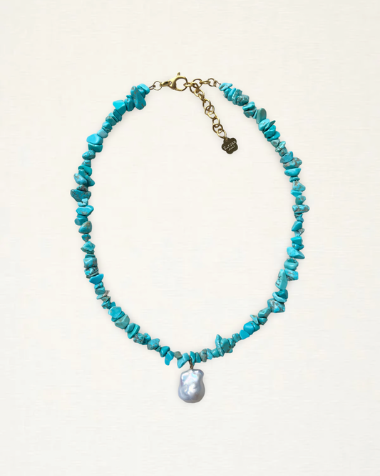 Turquoise Baroque Drop Charm Necklace